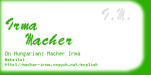 irma macher business card